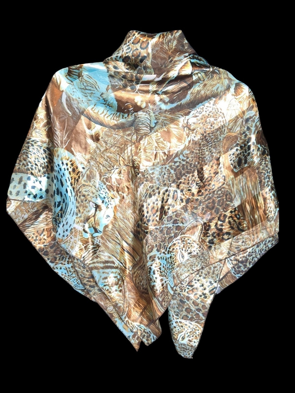 Vintage Perry Ellis Leopard Print Scarf in Brown, Tan and Cream - Picture 8 of 9